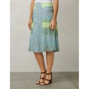 Womens Prana Dragonfly Geo Isadora Patchwork Skirt A-Line Bohemian Casual Size 4